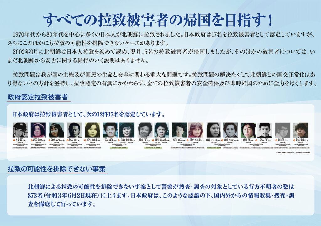 すべての拉致被害者の帰国を目指す！